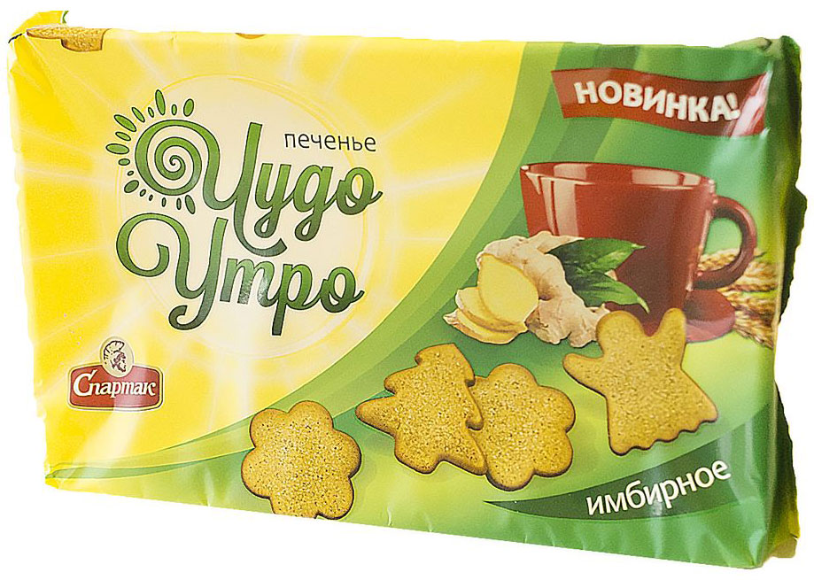 Спартак Чудо - утро печенье имбирное, 150 г8514 Спартак Чудо - утро печенье имбирное, 150 г8514Сахарное печенье, изготовленное из муки пшеничной высшего сорта на маргарине с добавлением сахарной пудры, меда натурального, имбиря молотого. Поверхность обсыпана сахаром и корицей.