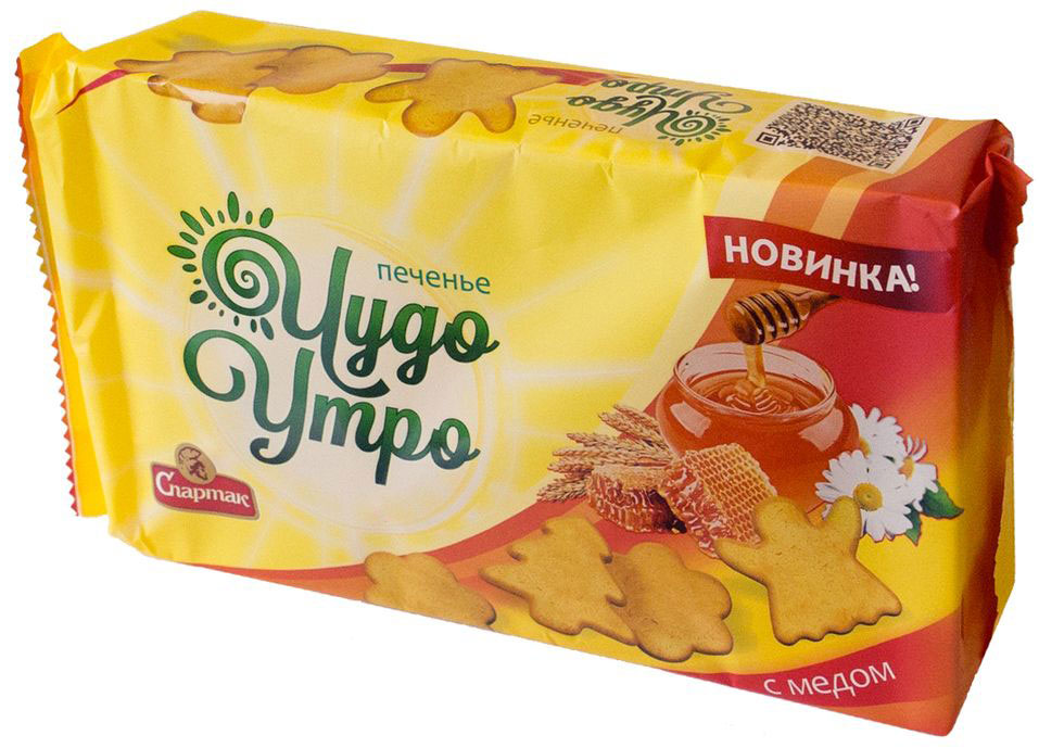 Спартак Чудо - утро печенье с медом, 150 г8515 Спартак Чудо - утро печенье с медом, 150 г8515Сахарное печенье, изготовленное из муки пшеничной высшего сорта на маргарине с добавлением сахарной пудры, меда натурального, ароматизатора «Мед».