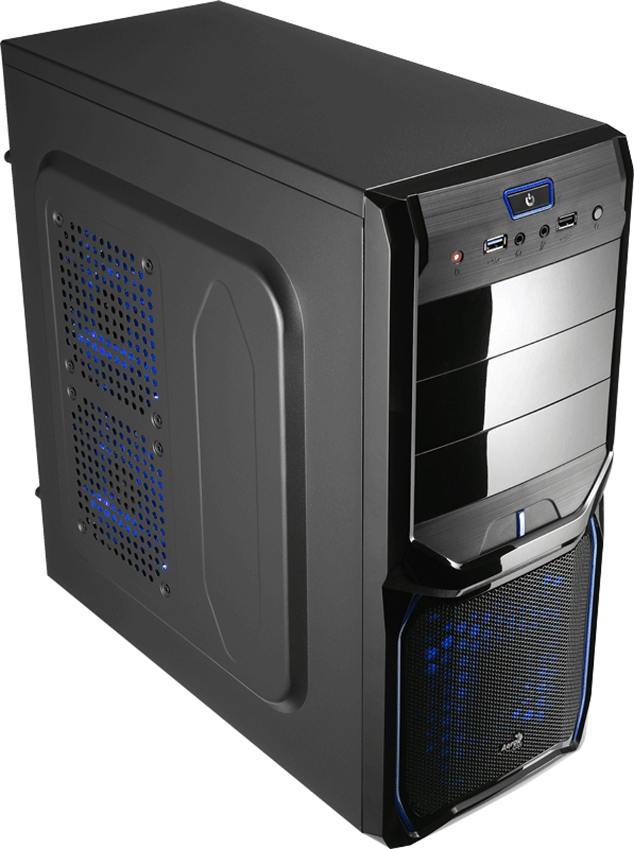 Aerocool V3X Advance Evil Blue Edition компьютерный корпусEN57349 Aerocool V3X Advance Evil Blue Edition компьютерный корпусEN57349Aerocool V3X Advance - корпус типа Middle Tower, совместимый с материнскими платами формата ATX / Micro ATX / Mini ITX. Внутри данной модели расположены три отсека формата 5,25, еще четыре отсека под устройства 3,5 и два отсека для устройств 2,5.Лицевая панель оснащена вентиляционной решеткой, обеспечивающей должный уровень охлаждения внутренних устройств. В верхней ее части можно обнаружить LED-индикаторы, отвечающие за питание системы и активность HDD. Туда же вынесены кнопка питания, разъемы для подключения аудиоустройств, а также два порта USB - версии 2.0 и версии 3.0.