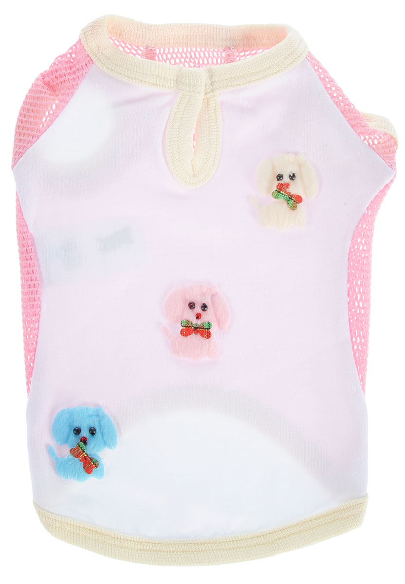 Майка для собак Pret-a-Pet 3 Д картинки, цвет: белый, розовый. Размер XSMOS-012-XS_белый, розовый/собачки Майка для собак Pret-a-Pet 3 Д картинки, цвет: белый, розовый. Размер XSMOS-012-XS_белый, розовый/собачкиМайка для собак Pret-a-Pet 3 Д картинки выполнена из высококачественного материала с сеткой. Модель без рукавов, поэтому не ограничивают свободу движений, и собачка будет чувствовать себя комфортно. Изделие застегивается с помощью кнопки на шее. Специальное отверстие на спинке удобно для крепления поводка. Майка оформлена декоративными объемными аппликациями. Модная и невероятно удобная трикотажная майка защитит вашего питомца от пыли и насекомых на улице, согреет дома или на даче.