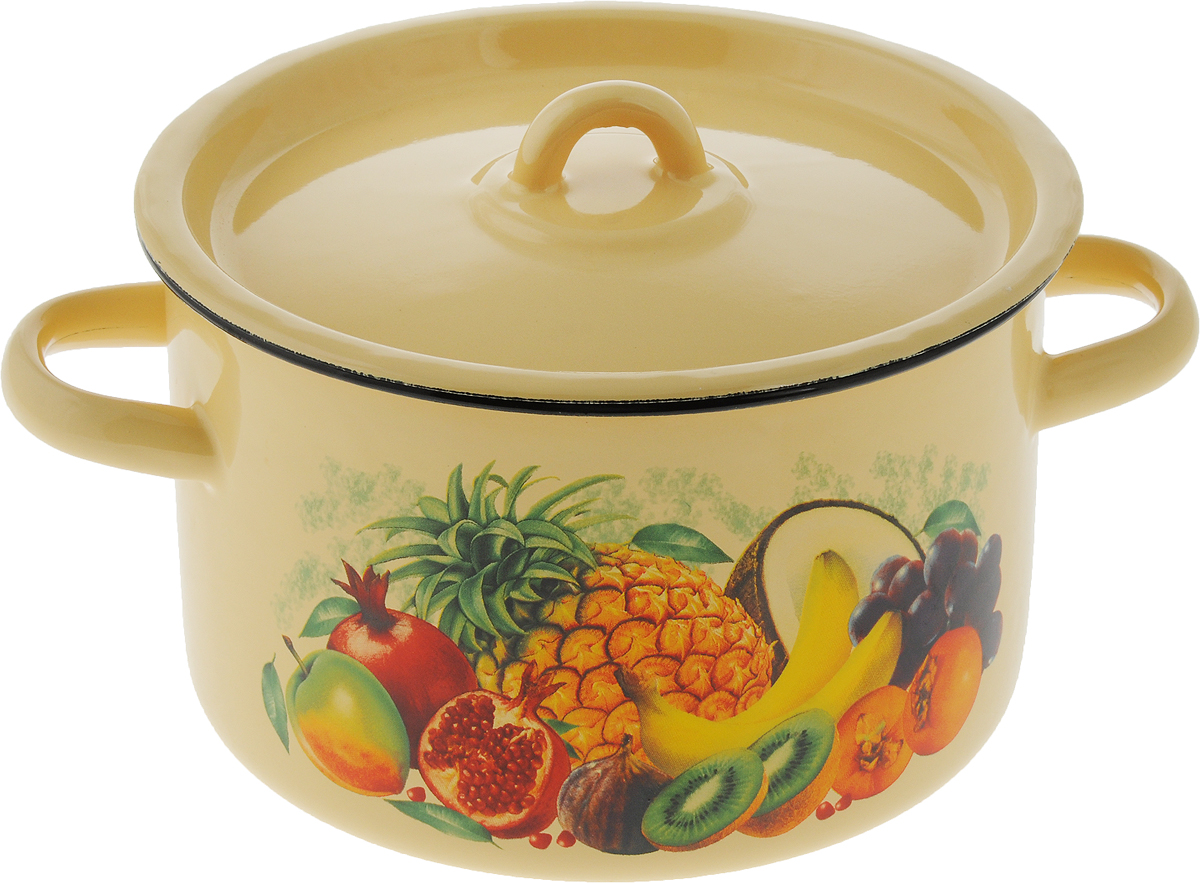 Кастрюля эмалированная СтальЭмаль, с крышкой, цвет: желтый, 2,9 л1с16с/1_фрукты Кастрюля эмалированная СтальЭмаль, с крышкой, цвет: желтый, 2,9 л1с16с/1_фруктыКастрюля эмалированная СтальЭмаль выполнена из высококачественного стального проката, покрытогожаропрочной эмалью. Такое покрытие защищает сталь от коррозии, придает посуде гладкую стекловидную поверхностьи надежно защищает от кислот и щелочей. Эмаль обладаетспособностью выдерживать сильный нагрев и обладаетдостаточной стойкостью выдерживать резкие перепадытемпературы без повреждений. Эмалевые поверхности непористые, непроницаемы для бактерий и большинствахимических веществ, их очень легко мыть. Посуда снабжена удобными ручками и крышкой. Внешниестенки декорированы изображением клубники. Подходит для всех типов плит, включая индукционные. Ширина (с учетом ручек): 25 см. Высота стенки: 11,5 см.
