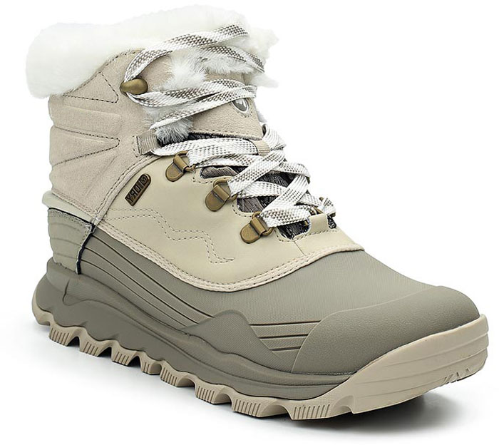Ботинки женские Merrell Thermo Vortex 6” Wtpf, цвет: белый, серый. 9612. Размер 7H (38,5)9612 Ботинки женские Merrell Thermo Vortex 6” Wtpf, цвет: белый, серый. 9612. Размер 7H (38,5)9612Утепленные женские ботинки Merrell отлично подойдут для зимнего туризма. Модель, выполненная из высококачественных материалов, дополнена прострочкой и декоративным тиснением. Классическая шнуровка надежно зафиксирует изделие на ноге. Стелька из текстиля и флисовая подкладка обеспечивают надежную термоизоляцию. Нейлоновый супинатор поддерживает свод стопы. Подкладка с антибактериальной пропиткой устраняет неприятный запах. Термополиуретановая калоша защищает от грязи и продлевает срок службы обуви. Подошва с рифлением обеспечивает отличное сцепление на любой поверхности. В таких ботинках вашим ногам будет уютно и комфортно.