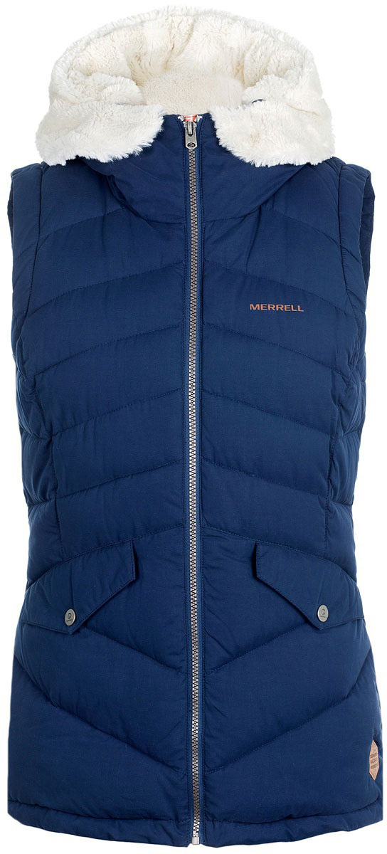 Жилет утепленный женский Merrell Dacia, цвет: синий. A18AMRVEW01-Z3. Размер 48A18AMRVEW01-Z3 Жилет утепленный женский Merrell Dacia, цвет: синий. A18AMRVEW01-Z3. Размер 48A18AMRVEW01-Z3Женский жилет Merrell Dacia станет отличным выбором для долгих прогулок и путешествий. Модель приталенного кроя с утепленными капюшоном и воротником-стойкой, надежно защищающими от продувания, изготовлена из высококачественного материала. Утеплитель из микроволокна M Select Warm- техно-пух - сохранит тепло тело благодаря прослойкам воздуха. Утеплитель легок, прочен и устойчив к сжатию, а также не впитывает влагу.Жилет застегивается на молнию с внутренней ветрозащитной планкой и дополнен двумя карманами с клапанами на кнопках.