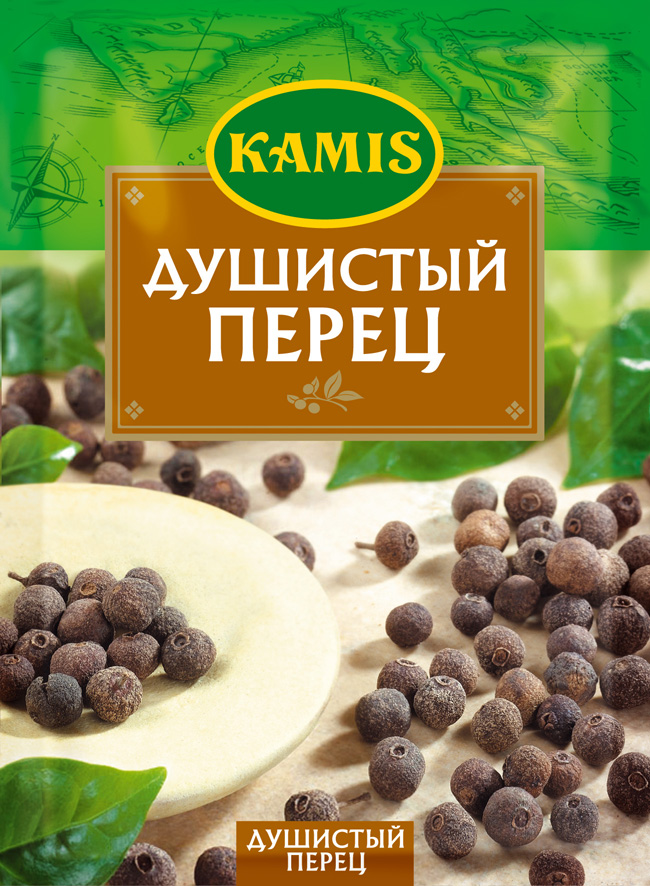 Kamis душистый перец, 15 гYA47-R Kamis душистый перец, 15 гYA47-RВсегда чувствуется, когда еда приготовлена с любовью! Вдохновляйтесь продуктами Kamis, готовьте блюда, полные любви, и делитесь настоящими чувствами с самыми близкими.Душистый перец - это высушенные недозрелые плоды вечнозеленого тропического дерева семейства миртовых. Аромат: с оттенками, характерными для черного перца, мускатного ореха, гвоздики и корицы. Вкус: мало острый, пряный.