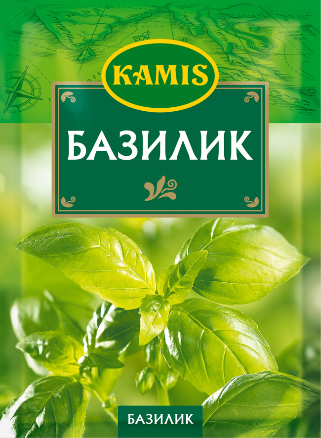 Kamis базилик, 10 гYA55-R Kamis базилик, 10 гYA55-RВсегда чувствуется, когда еда приготовлена с любовью! Вдохновляйтесь продуктами Kamis, готовьте блюда, полные любви, и делитесь настоящими чувствами с самыми близкими.Базилик: высушенные и измельченные листья травянистого растения из семейства яснотковых. Аромат: тонкий, с легкими цветочными и свежими нотами. Вкус: горьковатый, кисловатый.Пищевая ценность (средние значения) 100 г продукта: белки - 21,2 г, жиры - 3,0 г, углеводы - 13,8 г
