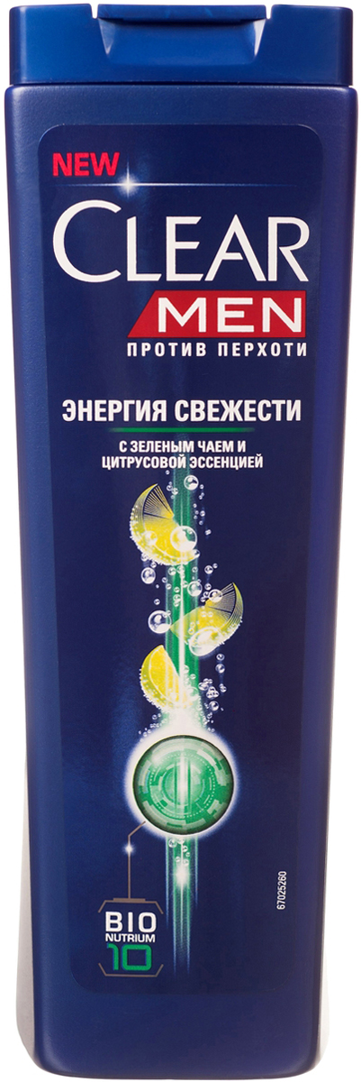Clear Men Шампунь против перхоти Энергия свежести 200 мл05184504 Clear Men Шампунь против перхоти Энергия свежести 200 мл05184504Созданный специально для мужчин Шампунь Энергия свежести с цитрусовой эссенцией дает свежесть волосам и коже головы на весь день. Комплекс Nutrium 10, входящий в состав шампуня — это насыщенная смесь 10 питательных веществ и растительных активных компонентов. При регулярном применении он активирует естественный защитный слой против перхоти кожи головы, позволяя вам гарантированно защищаться от перхоти.