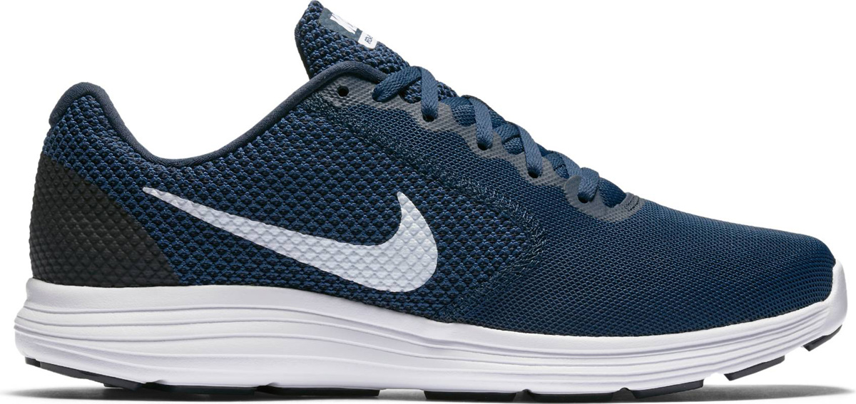 Кроссовки мужские Nike Revolution 3, цвет: темно-синий. 819300-406. Размер 10,5 (44)819300-406 Кроссовки мужские Nike Revolution 3, цвет: темно-синий. 819300-406. Размер 10,5 (44)819300-406Мужские беговые кроссовки Nike, выполненные из высококачественных материалов, дополнены тиснением и фирменной нашивкой на язычке. Классическая шнуровка надежно зафиксирует изделие на ноге. Стелька и подкладка из текстиля обеспечивают комфорт. Верх из сетки для оптимальной воздухопроницаемости. Резиновая подошва для надежного сцепления с поверхностью. В таких кроссовках вашим ногам будет уютно и комфортно.