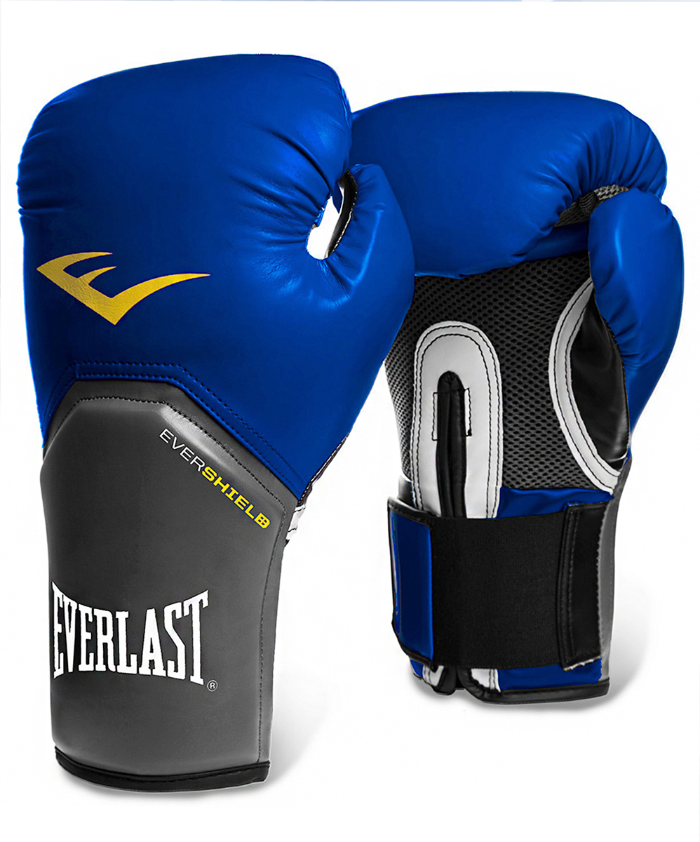 Перчатки боксерские Everlast Pro Style Elite 2212E, цвет: синий, 12 ozУТ-00008579 Перчатки боксерские Everlast Pro Style Elite 2212E, цвет: синий, 12 ozУТ-00008579Перчатки боксерские Pro Style Elite 2212E, 12oz, к/з, синий - это тренировочные боксёрские перчатки для спаррингов и работы на снарядах. Изготовлены из качественной искусственной кожи с применением технологий Everlast, использующихся в экипировке профессиональных спортсменов. Благодаря выверенной анатомической форме перчатки надёжно фиксируют руку и гарантируют защиту от травм. Нижняя часть, полностью изготовленная из сетчатого материала, обеспечивает циркуляцию воздуха и препятствует образованию влаги, а также неприятного запаха за счёт антибактериальной пропитки EVERFRESH. Комбинация лёгких дышащих материалов поддерживает оптимальную температуру тела. Модель подходит для начинающих боксёров, которые хотят тренироваться с экипировкой высокого класса.