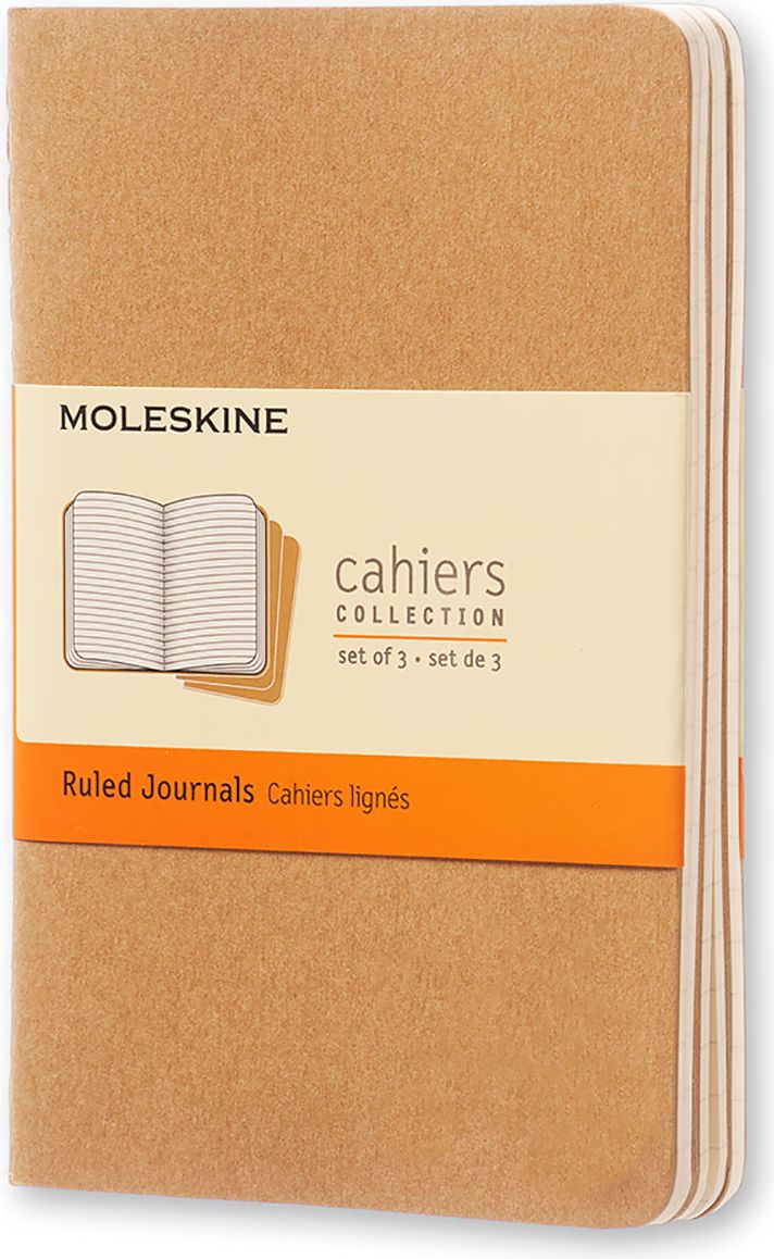 Moleskine Набор записных книжек Cahier Pocket 32 листа в линейку цвет бежевый 3 штQP411EN Moleskine Набор записных книжек Cahier Pocket 32 листа в линейку цвет бежевый 3 штQP411ENЛегкая и компактная записная книжка Moleskine Cahier поместится в любом кармане. Записная книжка в картонной обложке без пропитки содержит 64 страницы в линейку. Неповторимые черты записной книжки Молескин: Прошитый нитками переплет;Практичные скругленные углы;Не желтеющие со временем страницы;Последние 16 листов с перфорацией для отрыва;Быстро впитывающая чернила бумага;Вместительный внутренний кармашек. В комплекте 3 записные книжки.