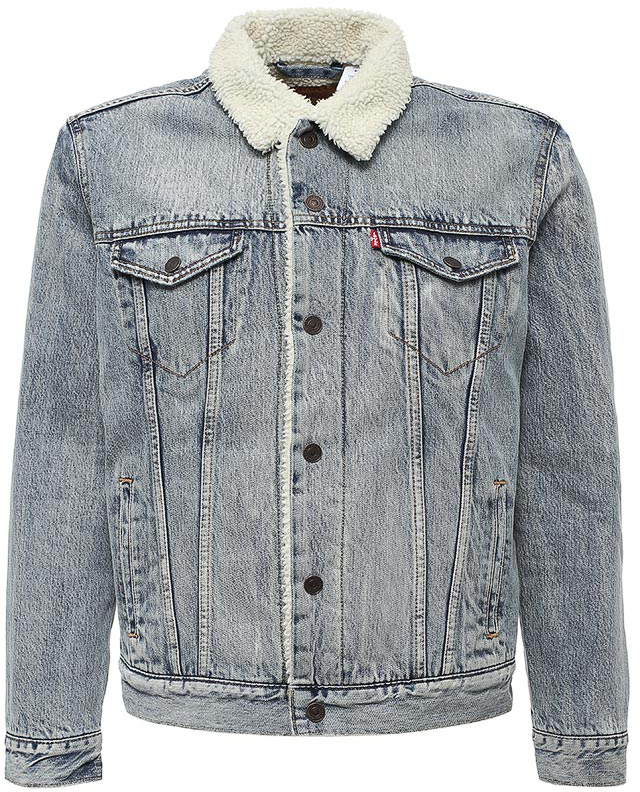 Куртка мужская Levis®, цвет: серо-голубой. 1636500490. Размер S (48)1636500490 Куртка мужская Levis®, цвет: серо-голубой. 1636500490. Размер S (48)1636500490Классическая джинсовая куртка Levis® дополнена меховой подкладкой и меховым воротником, а также утепленными рукавами. Отличается прямым силуэтом и длиной ниже бедра. Модель с длинными рукавами и отложным воротником застегивается на пуговицы, по бокам дополнена прорезными карманами, на груди – карманами с клапанами на пуговицах.