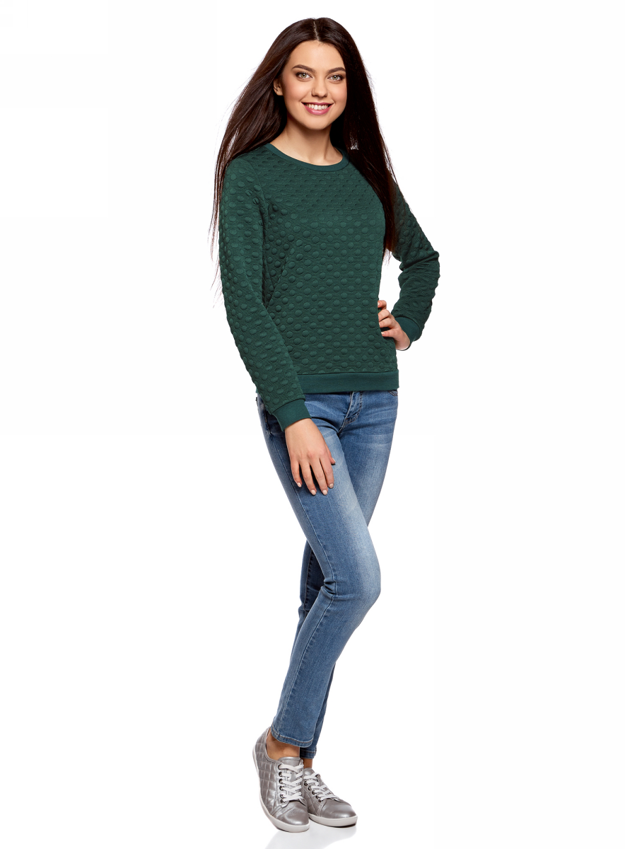 Свитшот женский oodji Collection, цвет: зеленый. 24801010-14/47198/6E00N. Размер M (46)24801010-14/47198/6E00N Свитшот женский oodji Collection, цвет: зеленый. 24801010-14/47198/6E00N. Размер M (46)24801010-14/47198/6E00NСвитшот oodji Collection выполнен из высококачественного материала. Модель прямого силуэта с длинными рукавами и круглым вырезом горловины.