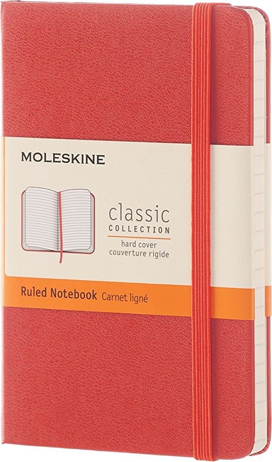 Moleskine Записная книжка Classic Pocket 96 листов в линейку цвет оранжевый385224 Moleskine Записная книжка Classic Pocket 96 листов в линейку цвет оранжевый385224Записная книжка классической коллекции размера Pocket в новом смелом цвете коррал с линованными страницами, которые только и ждут того, чтобы вы заполнили их своими идеями. Записная книжка имеет все отличительные особенности легендарного продукта Moleskine: закругленные углы, страницы цвета слоновой кости, эластичную застежку, закладку и расширяемый кармашек.