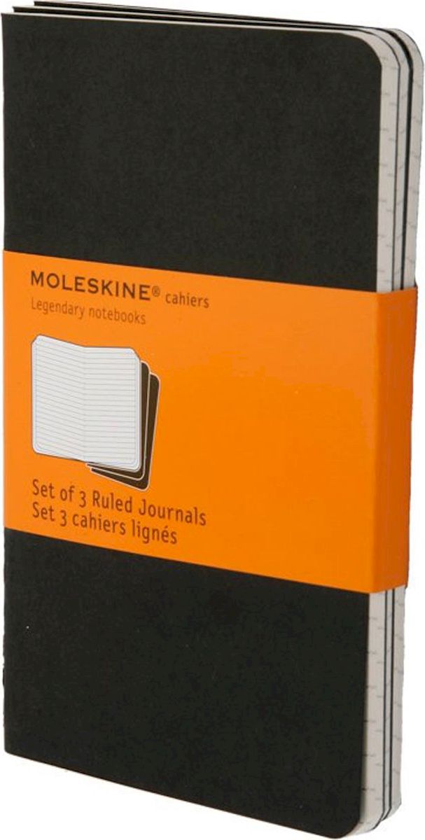 Moleskine Набор записных книжек Cahier Pocket 32 листа в линейку цвет черный 3 шт385277 Moleskine Набор записных книжек Cahier Pocket 32 листа в линейку цвет черный 3 шт385277Набор их 3-х тонких записных книжек формата pocket в линейку. Записные книжки Cashier от Moleskine отличаются гибкой и прочной картонной обложкой черного цвета и хорошо заметной прошивкой на корешке. Последние 16 листов с перфорацией для легкого отрыва. Есть карман для заметок. В каждый набор из 3 штук вложена карточка с историей Moleskine.