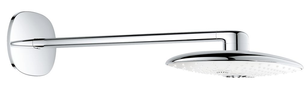 Верхний душ Grohe Rainshower SmartControl. 26254LS026254LS0 Верхний душ Grohe Rainshower SmartControl. 26254LS026254LS0включает в себя:Rainshower 360 DUO Верхний душGROHE PureRain/GROHE Rain O2 spray* и TrioMassageгоризонтальный душевой кронштейн 450 ммGROHE DreamSpray превосходный поток водыGROHE StarLight хромированная поверхностьс системой SpeedClean против известковых отложенийВнутренний охлаждающий канал для продолжительного срока службыдля встраиваемого блока 26 264 001 – заказывается отдельно * выбор режима при первой установке; заводская установка: GROHE PureRain