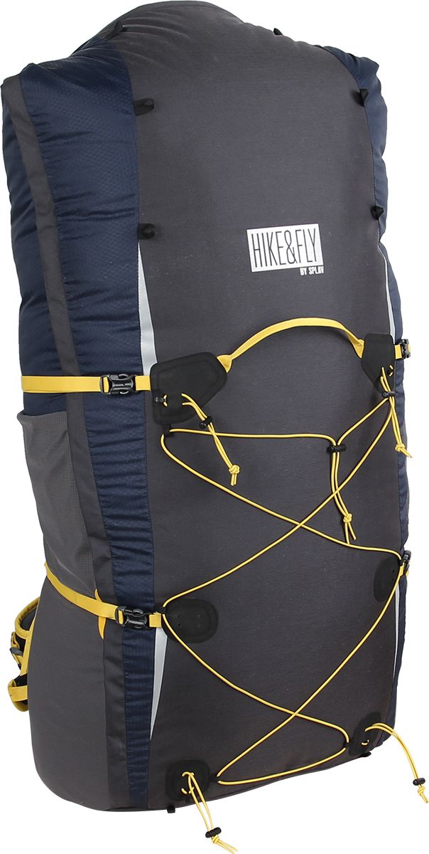 Рюкзак спортивный Сплав Hike & Fly 80, цвет: темно-синий, темно-серый, 80 л5019061 Рюкзак спортивный Сплав Hike & Fly 80, цвет: темно-синий, темно-серый, 80 л5019061Рюкзак спортивный Сплав Hike & Fly 80 сочетает поразительную легкость, прочность, компактность с продуманной системой подвески и грамотной организацией полезного объема. Очень легкий компактный рюкзак идеально подойдет для параглайдинга.Рюкзак изготовлен из легкой, прочной, износостойкой ткани 100% Nylon HONEYCOMB с двухсторонним силиконовым покрытием (3000 мм. вод.ст.), а дно, фасад и часть спинки рюкзака - из особо прочной Cordura 500D.Объема достаточно для размещения обычного крыла в концертине, облегченного кокона, приборов и шлема.Поясной ремень сложной формы выполнен с двумя регулировками угла наклона и плотной посадкой по бедрам. Петли для карабинов на поясе.Лямки (с регулируемой грудной стяжкой) анатомической формы с мягкой вентилируемой подкладкой из сетки Airmesh Coolmax.Г-образная двухзамковая молния с планкой открывает верхний вход и полностью одну боковину рюкзака.Клапан отсутствует, закручивающийся верх, позволяет регулировать высоту рюкзака.Два больших боковых кармана с двумя входами из эластичной сетки фиксируются облегченными стяжками.Система крепления трекинговых палок или ледового инструмента позволяет отцепить их от рюкзака или закрепить их прямо на ходу, не снимая рюкзак.Даже самый изматывающий подъем в гору не может затмить счастье, которое обретаешь в полете. Жаль только, что удобный рюкзак для крыла, шлема подвески и другого необходимого пилотам оборудования найти совсем не просто, а бесформенные парапланерные мешки без лишних регулировок, не способны уменьшить приходящуюся на спину и плечи нагрузку.Мы хотим познакомить вас с новой разработкой специализированного рюкзака, который включает в себя все необходимое для переноски параплана или кайта, являясь вместе с тем полноценным облегченным трекинговым рюкзаком.Крупноячеистая сетка вместе с тонкими профилированными уплотняющими накладками обеспечивает вентиляцию спины.Легкий двойной поясной ремень сложной конструкции жестко держит нагрузку, благодаря своей твердой составляющей из прессованной пены, регулировкам угла наклона и плотности обхвата бедер. При этом его мягкая составляющая дает возможность свободно наклоняться с рюкзаком. Кроме того, комбинированный ремень не мешает в случае, когда приходиться шагать вверх, преодолевая скальные уступы на подъемах.Двухзамковая Г-образная молния на всю высоту рюкзака позволяет легко упаковать параплан, раскрыв рюкзак практически полностью. Благодаря наличию двух замков, вы можете также: либо раскрывать один только вход в рюкзак, либо доставать нужную вещь сбоку, по необходимости.Клапан у рюкзака отсутствует, верх закрывается на молнию и закручивается, что позволяет регулировать высоту рюкзака, в зависимости от степени заполнения объема.Боковой объем регулируется облегченными стяжками.Внутри имеется маленький карман для мелочей и документов.Два объемных наружных боковые кармана изготовлены из эластичной сетки.Каждый карман имеет два входа (сверху и сбоку), что очень удобно на ходу. Карманы фиксируются облегченными стяжками.Снаружи предусмотрены точки крепления для трекинговых палок или ледового инструмента.Объем: 80 л.Вес: 850 г.