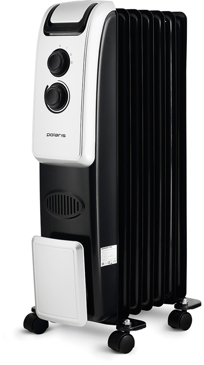 Polaris PRE B 0920 масляный радиатор007861 Polaris PRE B 0920 масляный радиатор007861Масляный радиатор Polaris PRE B 0920 черный предназначен для напольного размещения и снабжен миниатюрными колесиками для удобного перемещения по комнате. Удобство перемещения обогревательного прибора, масса которого приближается к 9 кг, обеспечено также расположенной сверху теплоизолированной ручкой. Радиатор в серебристо-черном металлическом корпусе имеет 9 секций, которые быстро прогреваются и начинают отдавать тепло воздуху в помещении.Расходуя в час порядка 2000 Вт электроэнергии, Polaris PRE B 0920 создает в холода оптимальную для пребывания людей атмосферу. Таким образом, возможностей прибора с лихвой хватит для обогрева торгового объекта, небольшого хозяйственного или служебного помещения, отдельной комнаты в квартире. Радиатор со специальным отсеком для сетевого шнура может работать в трех режимах интенсивности нагрева, выбрать параметры его работы легко с помощью механических регуляторов на передней панели.