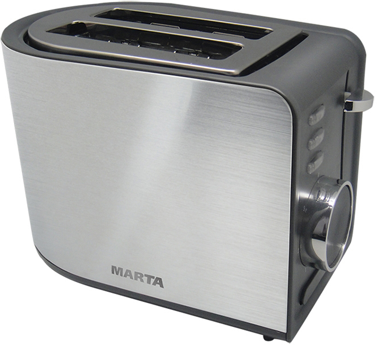 Marta MT-1707, Gray Pearl тостерMT-1707 жемчуг Marta MT-1707, Gray Pearl тостерMT-1707 жемчуг850W, корпус сталь, 7 режимов обжаривания, 2 отделения для тостов, функции отмены, разморозки, подогрева со световыми индикаторами, Удобство хранения шнура, Лоток для крошек