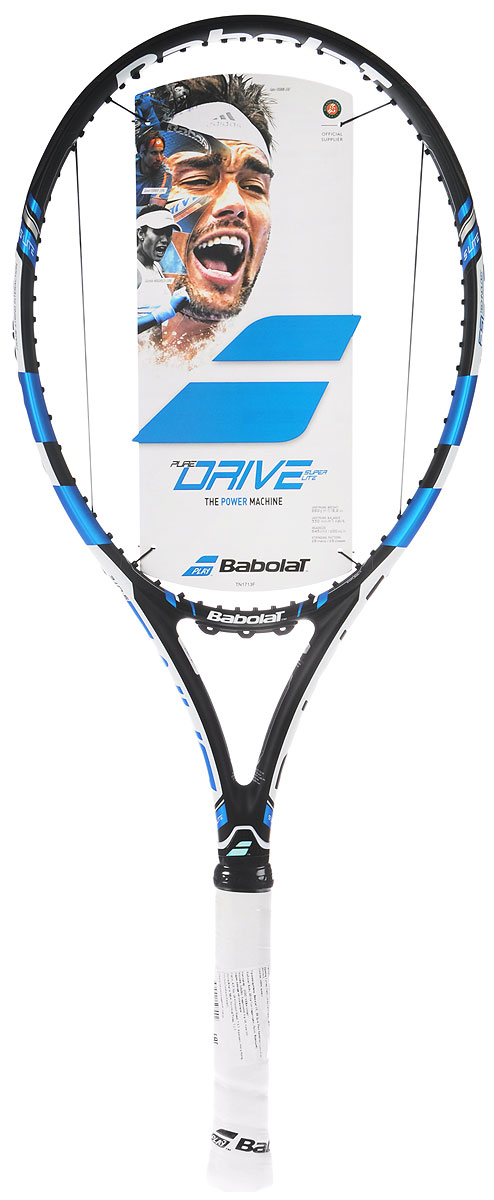 Ракетка теннисная Babolat Pure Drive Super Lite, с натяжкой, цвет: черный, синий. Размер 2102273 Ракетка теннисная Babolat Pure Drive Super Lite, с натяжкой, цвет: черный, синий. Размер 2102273Ракетка теннисная Babolat Pure Drive Super Lite (Пьюр Драйв Супер Лайт) предназначена для игры взрослого человека. Материал каркаса: карбон (графит). Длина ракетки: 685 мм.Площадь струнной поверхности: 645 см2. Струнная формула: 16x19. Баланс: в ручку. Вес: 260 г.