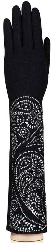 Перчатки женские длинные Labbra, цвет: черный, серебрянный. LB-PH-95L. Размер M (7,5)