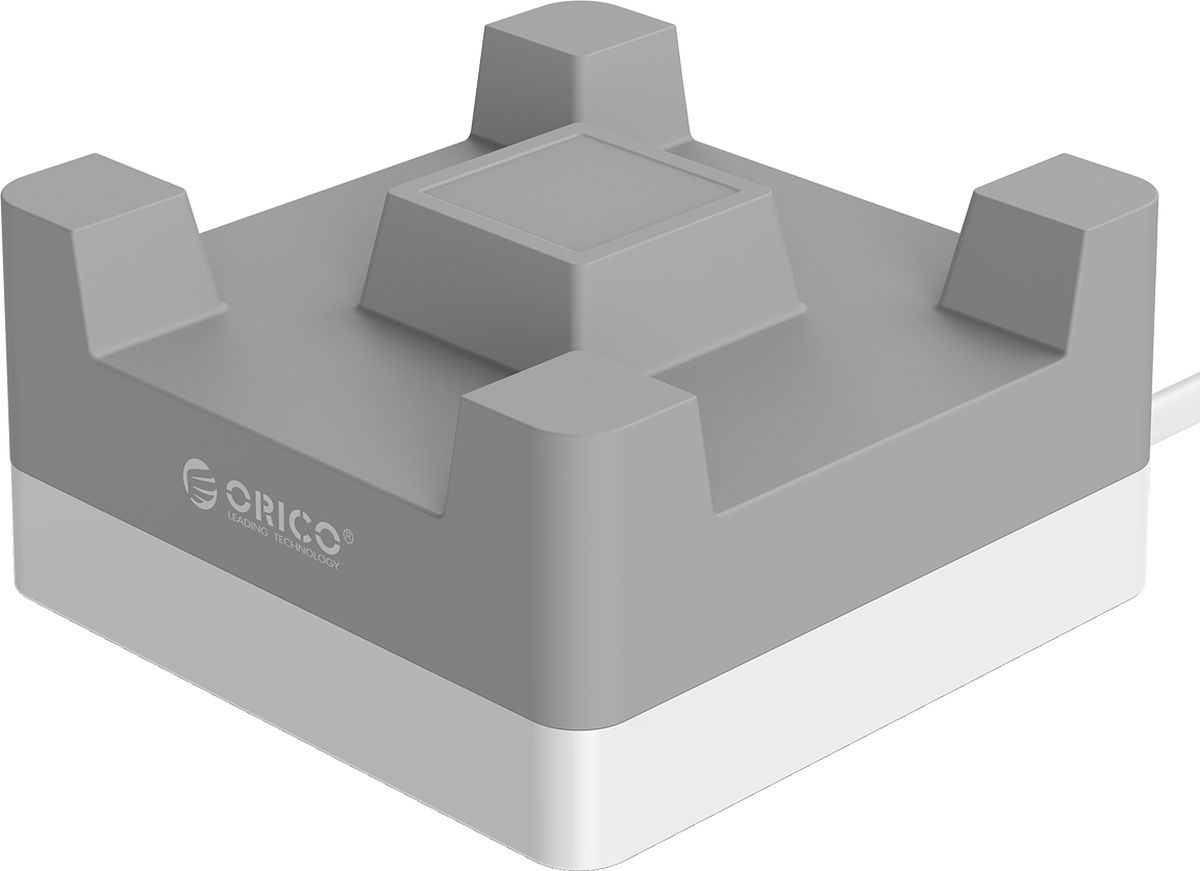 Orico CHA-4U-EU, Grey сетевое зарядное устройствоORICO CHA-4U-EU-GY Orico CHA-4U-EU, Grey сетевое зарядное устройствоORICO CHA-4U-EU-GYORICO CHA-4U-BK справится с зарядкой любых устройств, совместимых с USB. Это могут быть смартфоны, планшеты, камеры, навигаторы и другие устройства. Максимальная выходная мощность каждого рзъёма составляет 5В, 2,4А. Благодаря качественным электронным компонентам КПД составляет 88%. Благодаря уникальной конструкции, во время зарядки можно с комфортом смотреть видео на экране смартфона или планшета. Корпус изготовлен из металла и ABS-пластика, устойчивого к высоким температурам и внешним воздействиям. ORICO CHA-4U-BK совместим со всеми популярными устройствами: смартфонами, планшетами и другими гаджетами, которые могут заряжаться от портов USB. Имеет встроенную защиту от перегрузок, перезарядки, коротких замыканий, скачков напряжений и других проблем, которые могут подстерегать зарядные устройства. ХарактеристикиТип устройства Настольное универсальное зарядное устройство на 4 USB порта / подставка для смартфона или планшетаМатериал корпуса ABS огнестойкий пластик / силиконИсточник питания Сеть переменного тока 100-240V 50 / 60HzВыходы USB USB A х4Количество выходов USB 4Защита от скачков напряжения ЕстьЗащита от короткого замыкания ЕстьЗащита от перегрева ЕстьЗащита от перегрузки ЕстьЗащита от излишней зарядки ЕстьКабель Силовой кабель в комплектеДлина кабеля 1.2 мЦвет СерыйГабариты 88 х 88 х 45 ммПрочее Совместим с любыми устройствами на 5 Вольт: телефоны, смартфоны, планшеты, фотоаппараты, внешние аккумуляторы, видеокамеры, навигаторы и т.д.