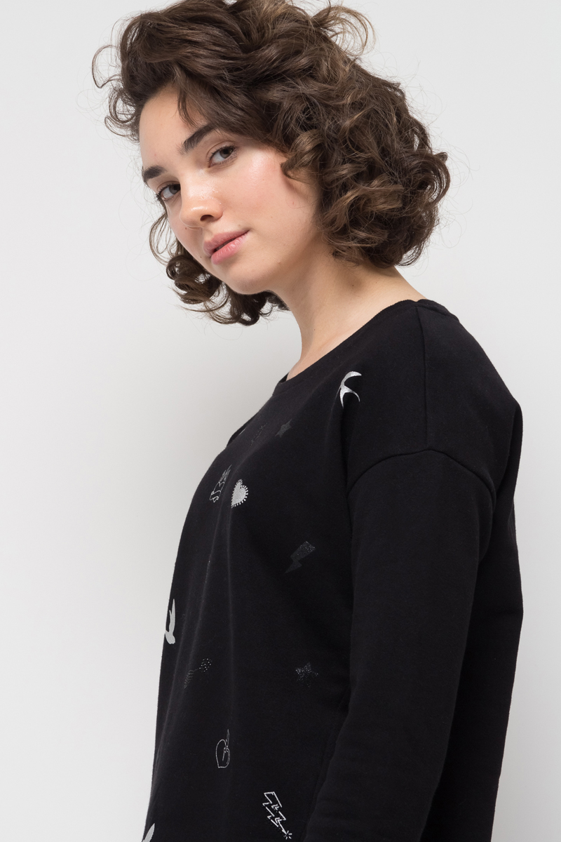 Свитшот женский Sela, цвет: черный. St-313/1028-7412. Размер XS (42)St-313/1028-7412 Свитшот женский Sela, цвет: черный. St-313/1028-7412. Размер XS (42)St-313/1028-7412Женский свитшот от Sela выполнен из хлопкового трикотажа. Модель с круглым вырезом горловины и длинными рукавами.