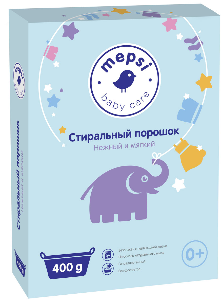Стиральный порошок для детского белья Mepsi, 400 г65 Стиральный порошок для детского белья Mepsi, 400 г65Безопасен с первых дней жизни.Гипоаллергенный. Разработан специально для стирки белья и одежды детей и людей с чувствительной кожейБез фосфатов.На основе натурального мыла.Предотвращает образование накипиПодходит для машин любого типа, а также для ручной стирки.Можно использовать для всех типов ткани кроме шерсти и шелка.