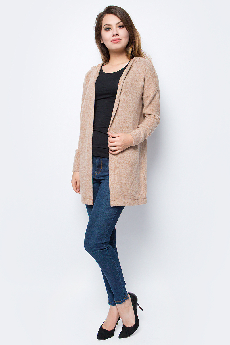 Кардиган женский Only, цвет: коричневый. 15139173_Indian Tan. Размер L (48)15139173_Indian Tan Кардиган женский Only, цвет: коричневый. 15139173_Indian Tan. Размер L (48)15139173_Indian TanСтильный кардиган от Only выполнен из высококачественного эластичного трикотажа. Модель с длинными рукавами и капюшоном не имеет застежки.