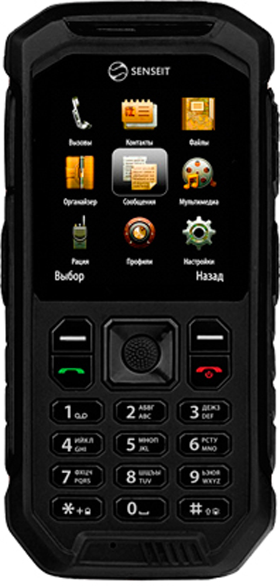 Senseit P300, BlackSENSEIT P300 чёрный Senseit P300, BlackSENSEIT P300 чёрныйМобильный телефон Senseit P300 - предназначен для тех, кому важно оставаться на связи даже там, где недоступна мобильная сеть.Защита IP67 убережет телефон от пыли, грязи и влаги, а также сохранит при падениях и ударах.Мощная батарея 2500мАч обеспечит до 7 часов работы в режиме разговора и до 200 часов работы в режиме ожидания.Встроенная рация работает в диапазоне PMR446 и позволит общаться на расстоянии около 1 километра.Телефон сертифицирован EAC и имеет русифицированную клавиатуру, меню и Руководство пользователя.