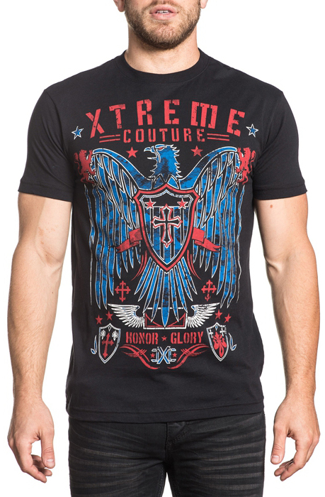 Футболка мужская Affliction Xtreme Couture Fight Or Flight, цвет: черный. X1657. Размер L (50)X1657 Футболка мужская Affliction Xtreme Couture Fight Or Flight, цвет: черный. X1657. Размер L (50)X1657Футболка мужская Affliction выполнена из натурального хлопка. Модель с круглым вырезом горловины и короткими рукавами оформлена оригинальным принтом.