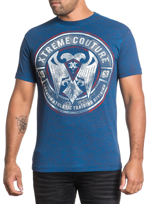 Футболка мужская Affliction Xtreme Couture Piledriver, цвет: синий. X1550. Размер 3XL (56)X1550 Футболка мужская Affliction Xtreme Couture Piledriver, цвет: синий. X1550. Размер 3XL (56)X1550Футболка мужская Affliction выполнена из натурального хлопка. Модель с круглым вырезом горловины и короткими рукавами оформлена оригинальным принтом.