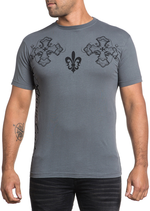 Футболка мужская Affliction Xtreme Couture Unity, цвет: темно-серый. X1517. Размер 3XL (56)X1517 Футболка мужская Affliction Xtreme Couture Unity, цвет: темно-серый. X1517. Размер 3XL (56)X1517Футболка мужская Affliction выполнена из натурального хлопка. Модель с круглым вырезом горловины и короткими рукавами оформлена оригинальным принтом.