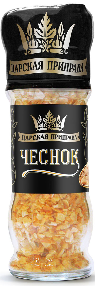 Царская приправа мельница чеснок, 55 гAG_TZPR_M05_55_1 Царская приправа мельница чеснок, 55 гAG_TZPR_M05_55_1Чеснок известен и любим за свой жгучий вкус и сильный запах поварами всех стран мира. В кулинарии используется наземная и подземная части чеснока как в свежем, так и сушеном виде для добавления в салаты, первые и вторые блюда, маринады и соления. Этой пряностью приправляют практически любые блюда, за исключением десертов. Чеснок не сочетается с рыбой, но великолепен с морепродуктами и особенно ярко по своему запаху и вкусу гармонирует с бараниной.