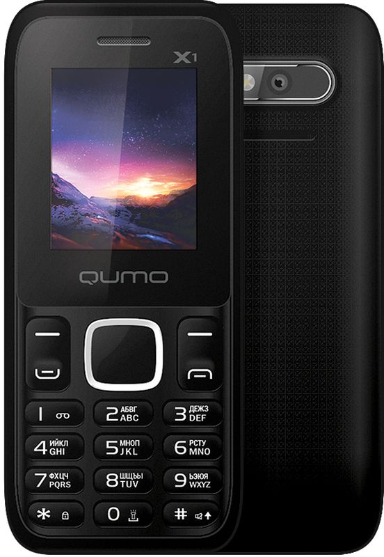 Qumo Push X1, Black21527 Qumo Push X1, Black21527Телефон QUMO Push X1 - классический кнопочный телефон со всем необходимым функционалом. Отличный выбор для человека, который хочет всегда оставаться на связи.Телефон поддерживает одновременную работу двух SIM-карт, позволит слушать FM-радио, а также проигрывает MP3 файлы.Наличие встроенного музыкального плеера оценят любители музыки, тем более что новый телефон позволяет взять с собой солидную медиатеку: гаджет оборудован слотом для карт памяти microSD.Телефон сертифицирован EAC и имеет русифицированную клавиатуру, меню и Руководство пользователя.