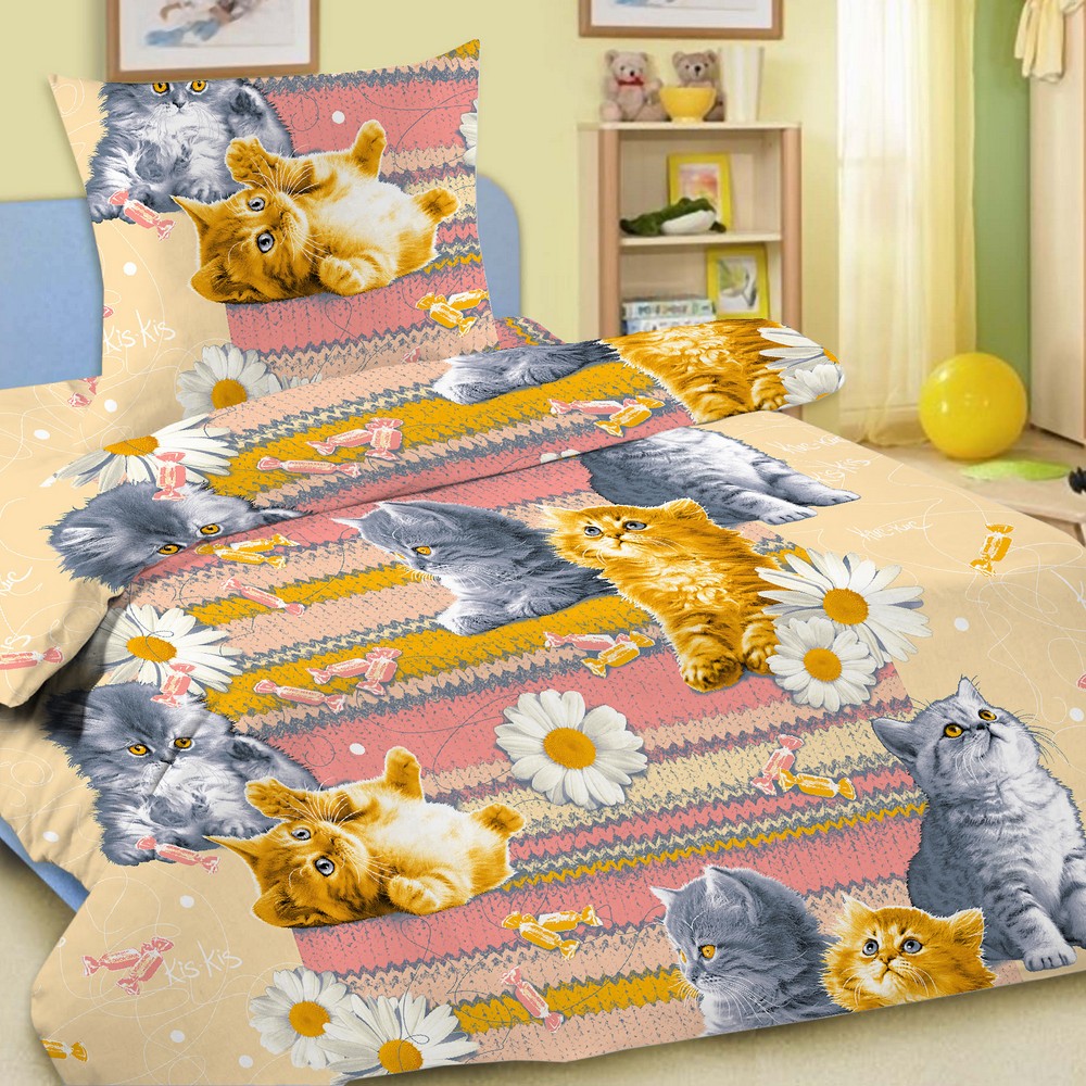 Комплект детского постельного белья Letto Котята, 1,5 спальный, наволочка 50 x 70 см, цвет: разноцветныйcat-rose-50 Комплект детского постельного белья Letto Котята, 1,5 спальный, наволочка 50 x 70 см, цвет: разноцветныйcat-rose-50Яркий комплект постельного белья в хлопковом исполнении и с хорошими устойчивыми красителями - по очень доступной цене! Эта модель произведена из традиционной российский бязи, плотного плетения. Такое белье прослужит долго и выдержит много стирок. Рекомендуется перед первым использованием постирать, но не пересушивать. Применение кондиционера при стирке сделает такое постельное белье мягче и комфортней. Пододеяльник на молнии. Обращаем внимание, что расцветка наволочек может отличаться от представленной на фото.