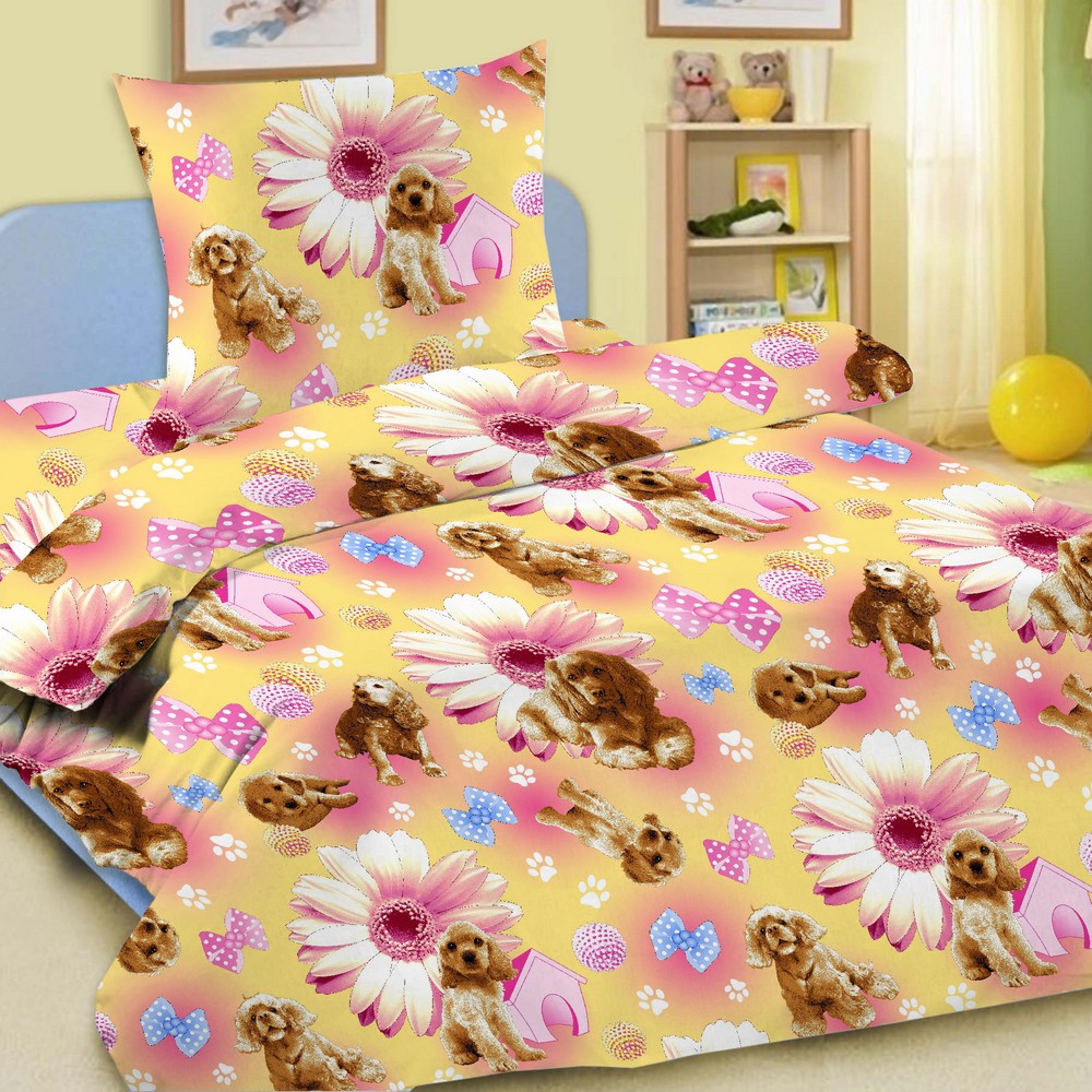 Комплект детского постельного белья Letto Догги, 1,5 спальный, наволочка 50 x 70 см, цвет: розовыйdoggy-50 Комплект детского постельного белья Letto Догги, 1,5 спальный, наволочка 50 x 70 см, цвет: розовыйdoggy-50Яркий комплект постельного белья в хлопковом исполнении и с хорошими устойчивыми красителями - по очень доступной цене! Эта модель произведена из традиционной российский бязи, плотного плетения. Такое белье прослужит долго и выдержит много стирок. Рекомендуется перед первым использованием постирать, но не пересушивать. Применение кондиционера при стирке сделает такое постельное белье мягче и комфортней. Пододеяльник на молнии. Обращаем внимание, что расцветка наволочек может отличаться от представленной на фото.