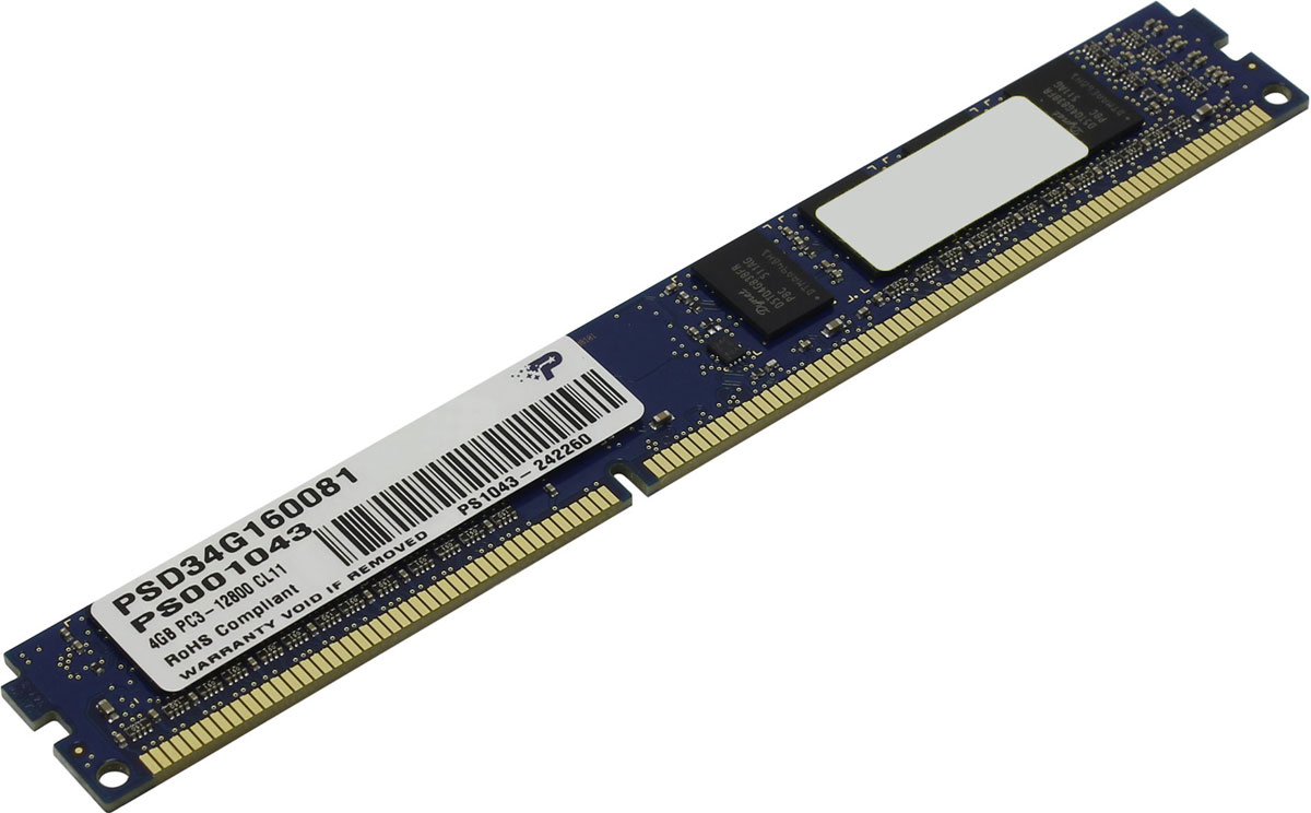 Patriot DDR3 DIMM 4GB 1600МГц модуль оперативной памяти (PSD34G160081)