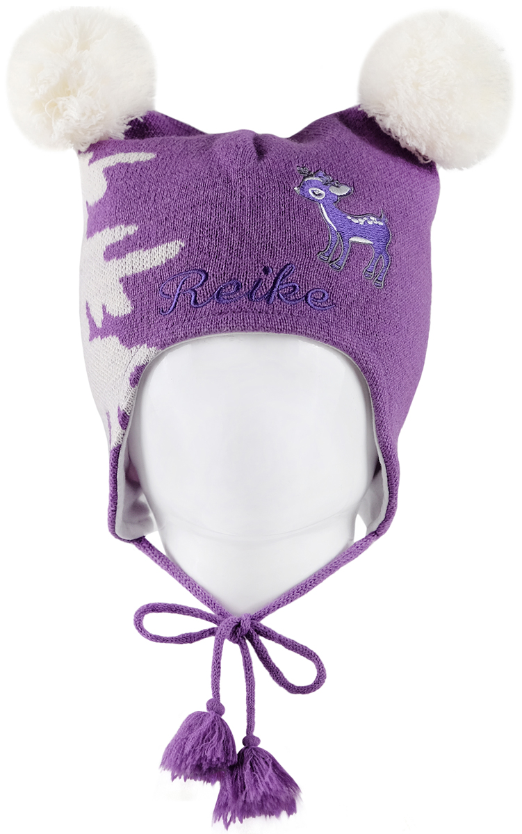 Шапка для девочки Reike Олененок, цвет: фиолетовый. RKN1718-1_DR purple. Размер 46RKN1718-1_DR purple Шапка для девочки Reike Олененок, цвет: фиолетовый. RKN1718-1_DR purple. Размер 46RKN1718-1_DR purpleШапка для девочки Reike Олененок изготовлена из высококачественного материала на основе шерсти и акрила. Модель на завязках с кисточками с хлопковой подкладкой дополнительно утеплена на ушках. Шапочка с двумя объемными помпонами украшена логотипом Reike и вышивкой олененка.Уважаемые клиенты!Размер, доступный для заказа, является обхватом головы.