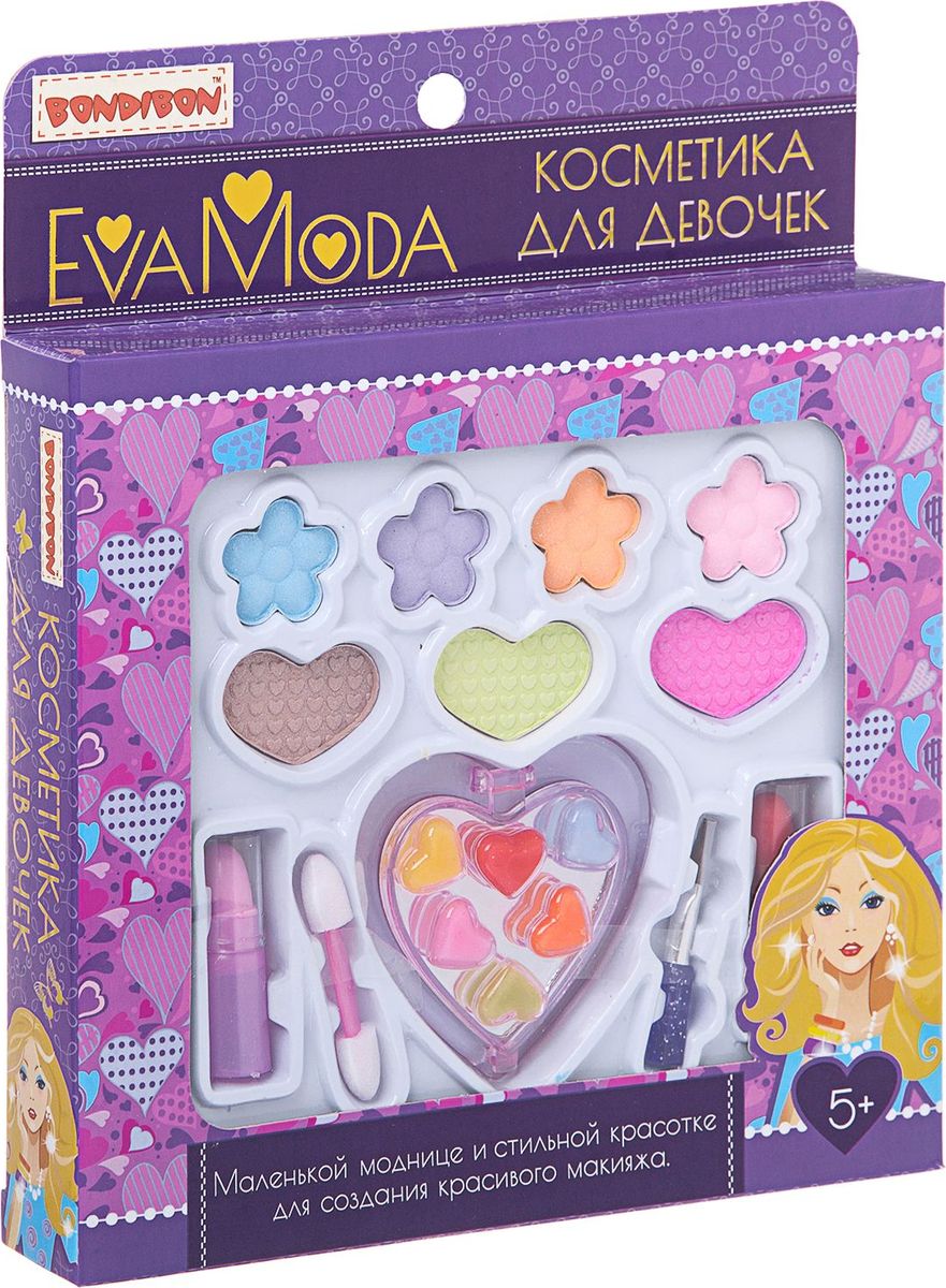 Bondibon Набор детской декоративной косметики Eva Moda ВВ1748ВВ1748 Bondibon Набор детской декоративной косметики Eva Moda ВВ1748ВВ1748Набор аксессуаров для создания красивого макияжа необходим маленькой моднице! Всё должно быть, как у взрослой леди: губные помады, лаки для ногтей, блески для губ, тени для век, румяна! Осталось применить творческий подход и создать свой неповторимый образ! Вся косметика гипоаллергенна и безопасна для детей, легко смывается с кожи водой. В состав набора входят тени для век 7 оттенков, помады 2 цветов, сердечко с блесками для губ 6 цветов, кисточка и аппликатор.