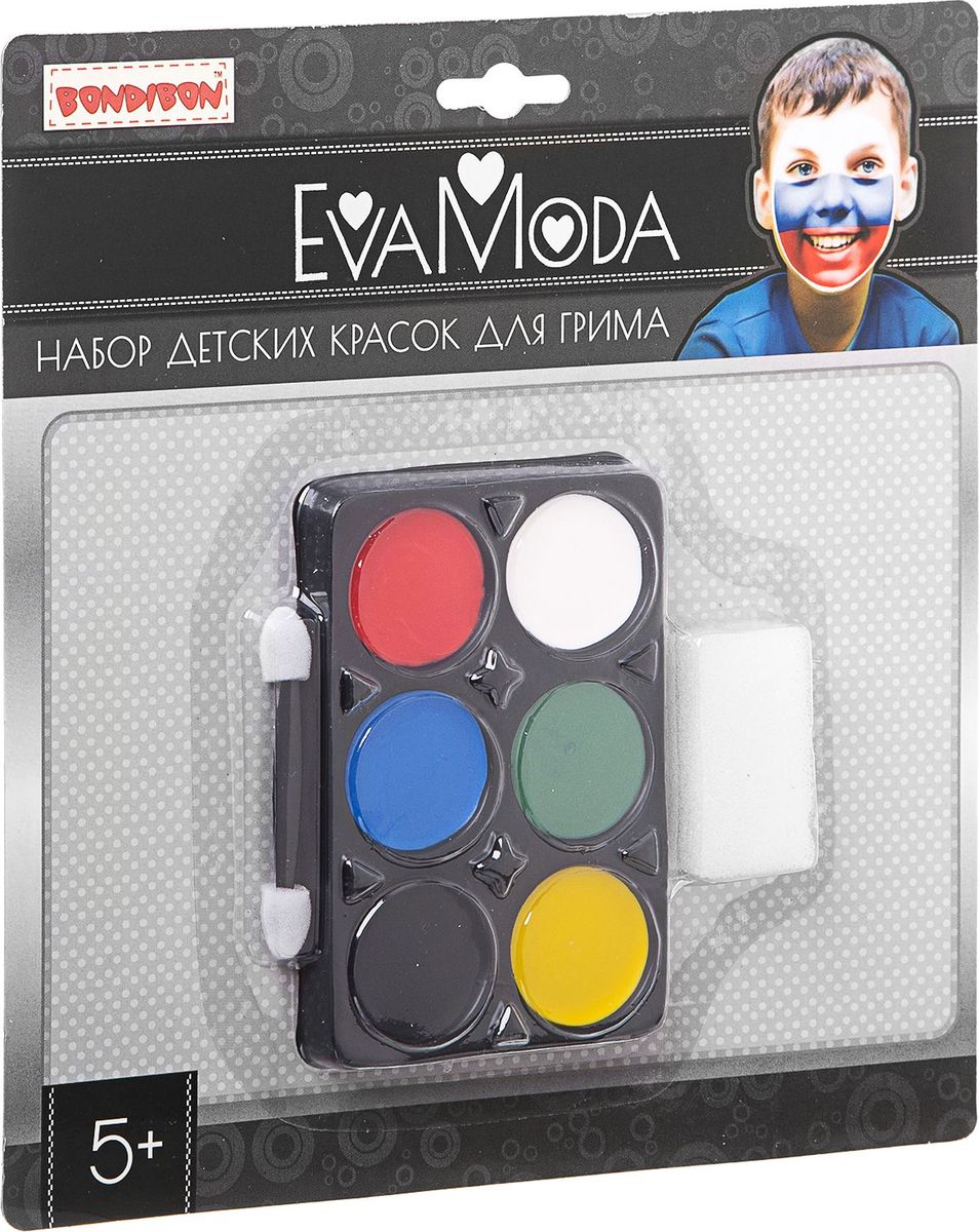 Bondibon Набор детской декоративной косметики Eva Moda ВВ1770ВВ1770 Bondibon Набор детской декоративной косметики Eva Moda ВВ1770ВВ1770Грим для детей будет отличным дополнение к любому карнавальному, детскому новогоднему костюму или являтья веселой частью детского праздника.Удачно подобранный грим – это залог отличного нового образа! В набор входят краски для грима (6 цветов; 9г), аппликатор, спонж.
