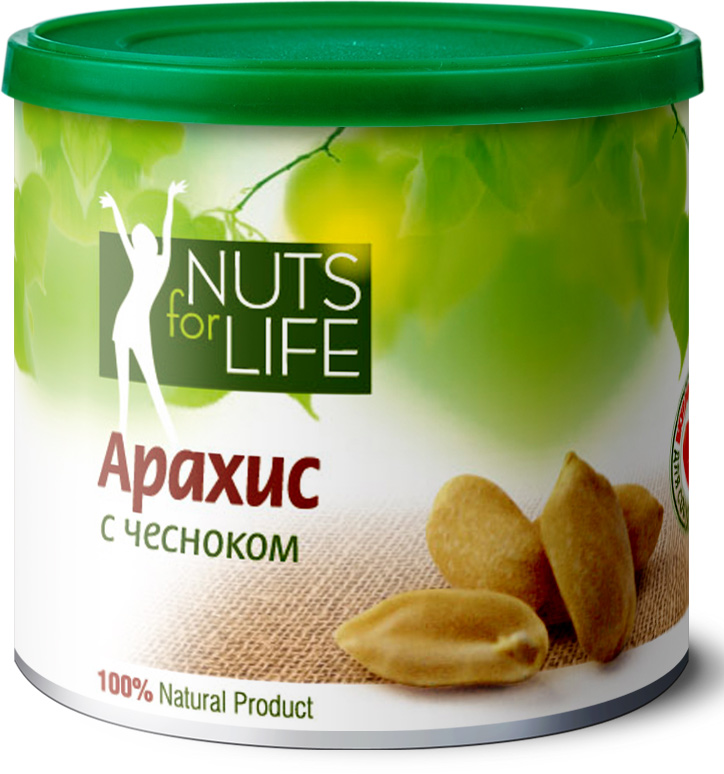 Nuts for Life Арахис обжаренный соленый с чесноком, 115 гU920982 Nuts for Life Арахис обжаренный соленый с чесноком, 115 гU920982Приятный вкус жареного арахиса с морской солью и натуральными сушеным чесноком не оставит вас равнодушными!