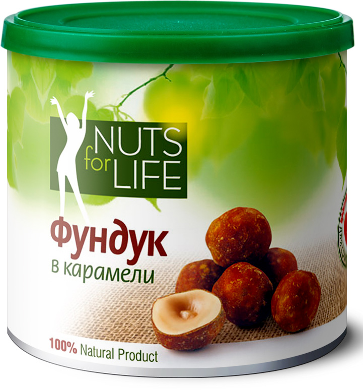 Nuts for Life Фундук в карамели, 115 гU921101 Nuts for Life Фундук в карамели, 115 гU921101Очищенный фундук Nuts for Life проходит щадящую обжарку и покрывается тончайшим слоем карамели. Хрустящий, ароматный, а теперь и сладкий фундук не оставит равнодушными ни детей ни взрослых!