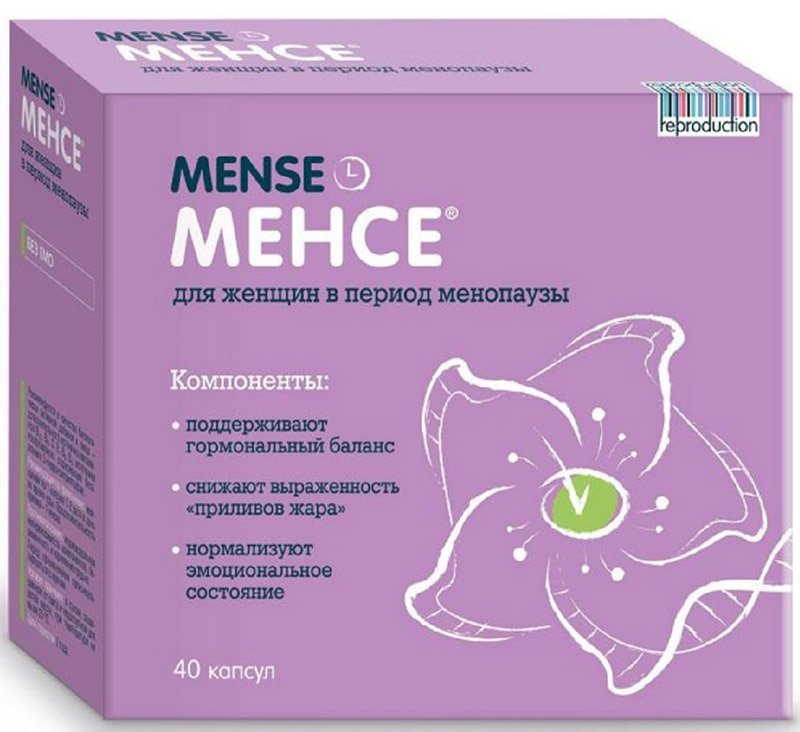 Менсе капсулы №40222409 Менсе капсулы №40222409Восполняет дефицит витаминов и биологически активных веществ. Содержит компоненты, которые:нормализуют гормональный баланс, восполняя недостаток собственных эстрогенов;купируют приливы жара уже в первые 30 мин после приема;снижают частоту проявлений неприятных симптомов менопаузы;нормализуют эмоциональное состояние и поддерживают хорошее настроение.Внутрь. Взрослым по 1 капс. 1–2 раза в день. Продолжительность приема — 1 мес. Сфера применения: Акушерство и гинекологияГормональное