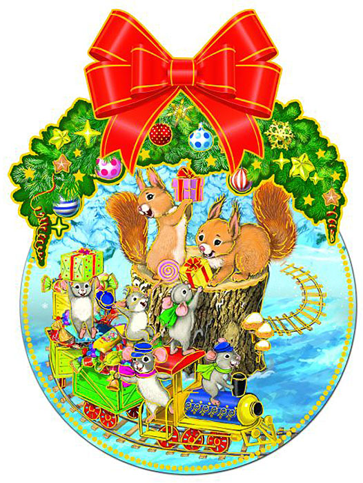 Украшение новогоднее оконное Magic Time Белочки, двустороннее, двухслойное. 7515275152 Украшение новогоднее оконное Magic Time Белочки, двустороннее, двухслойное. 7515275152Новогоднее оконное украшение Белочки из картона плотностью 300 г/м2, двустороннее, двухслойное, декорировано одноцветным глиттером, 27x36см, артикул 75152