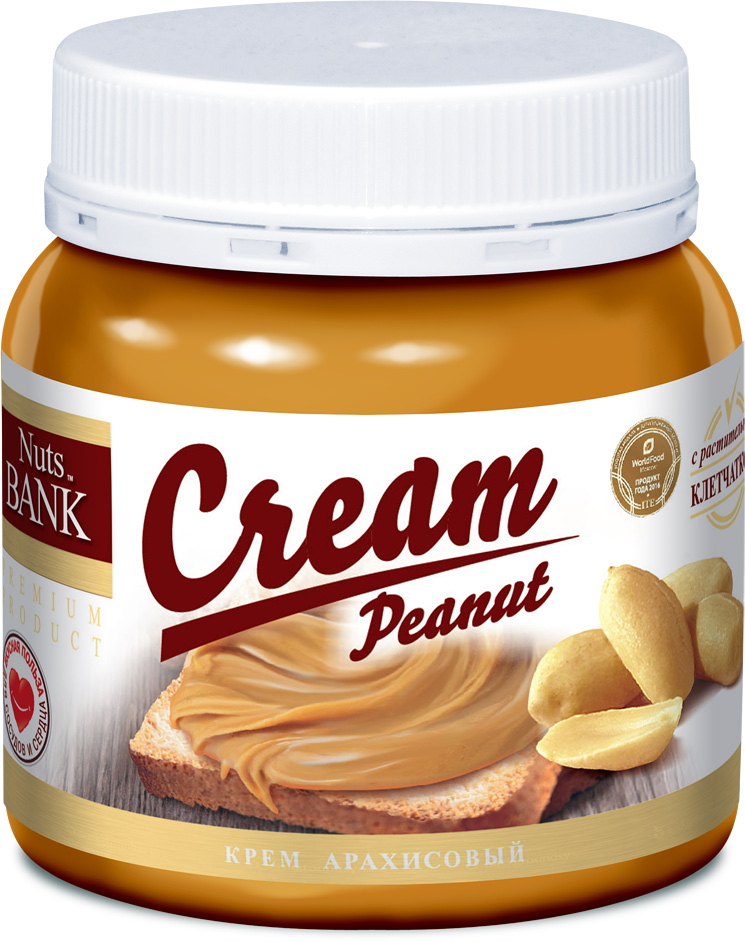 Nuts Bank Крем арахисовый, 250 гU921262 Nuts Bank Крем арахисовый, 250 гU921262Высококачественная арахисовая паста Nuts Bank отличается однородной кремообразной консистенцией с запахом и вкусом, которые присущи обжаренным ядрам земляного ореха. Польза арахисовой пасты заключена в ее высокой питательной ценности. Этот ореховый продукт обладает немалым индексом сытости благодаря содержанию пищевых волокон и белка, поэтому способен уменьшать чувство голода. Доказано, что если употреблять эту пасту на завтрак, кушать в течении всего дня хочется гораздо меньше.