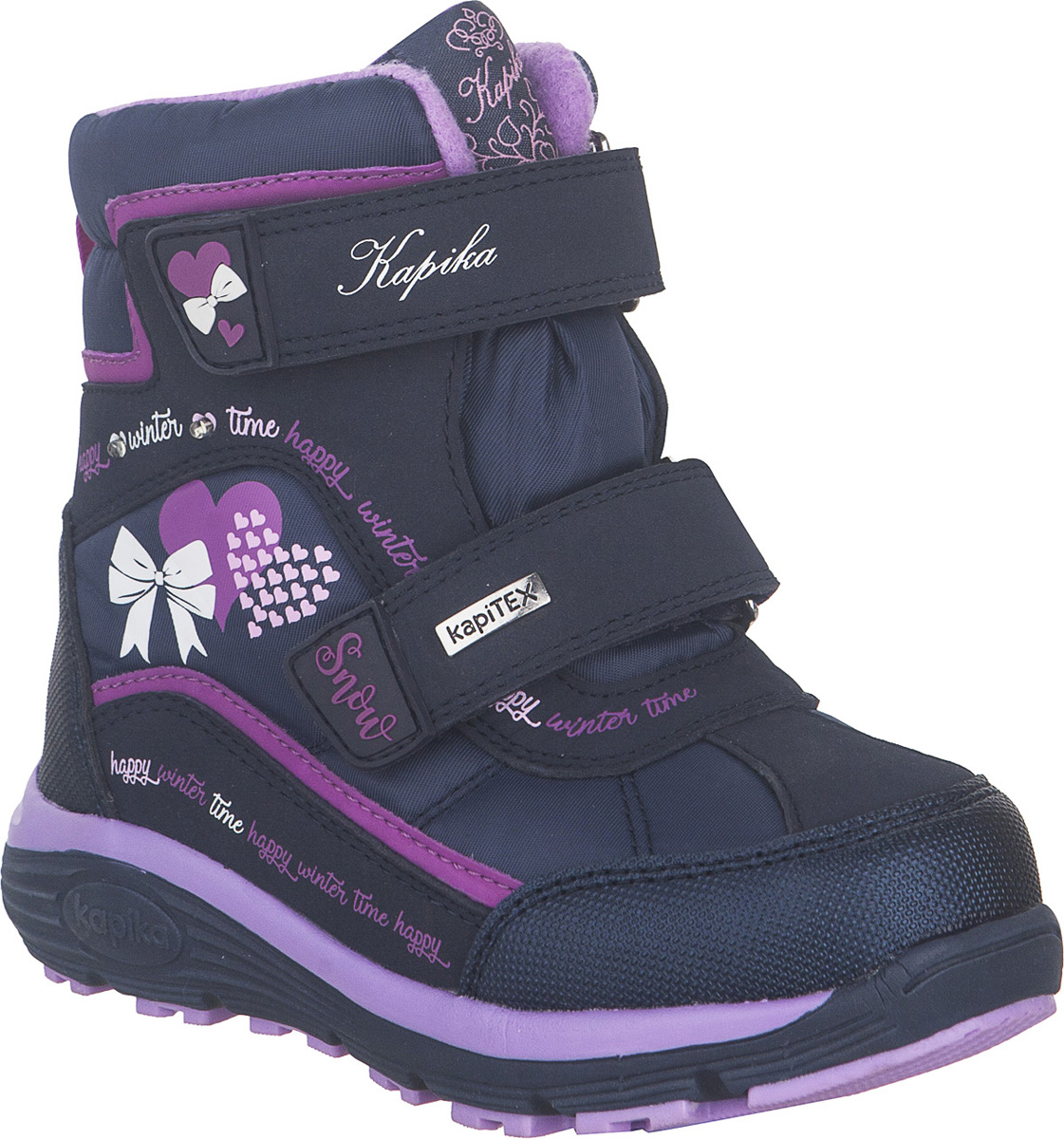 Ботинки для девочки Kapika KapiTEX, цвет: темно-синий, фиолетовый. 42253-1. Размер 30