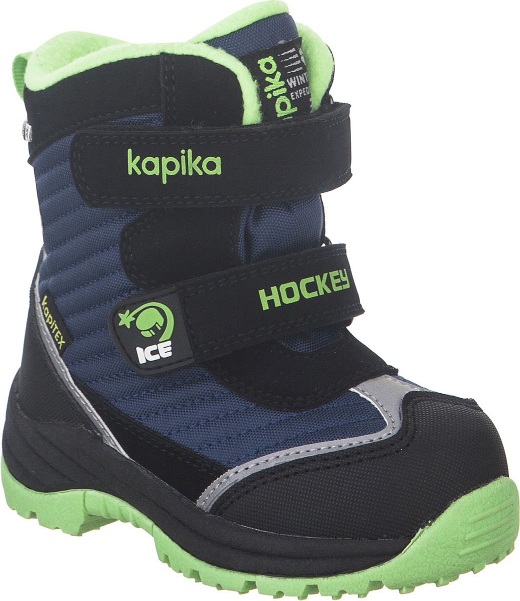 Ботинки для мальчика Kapika KapiTEX, цвет: черный, синий, салатовый. 41201-2. Размер 22