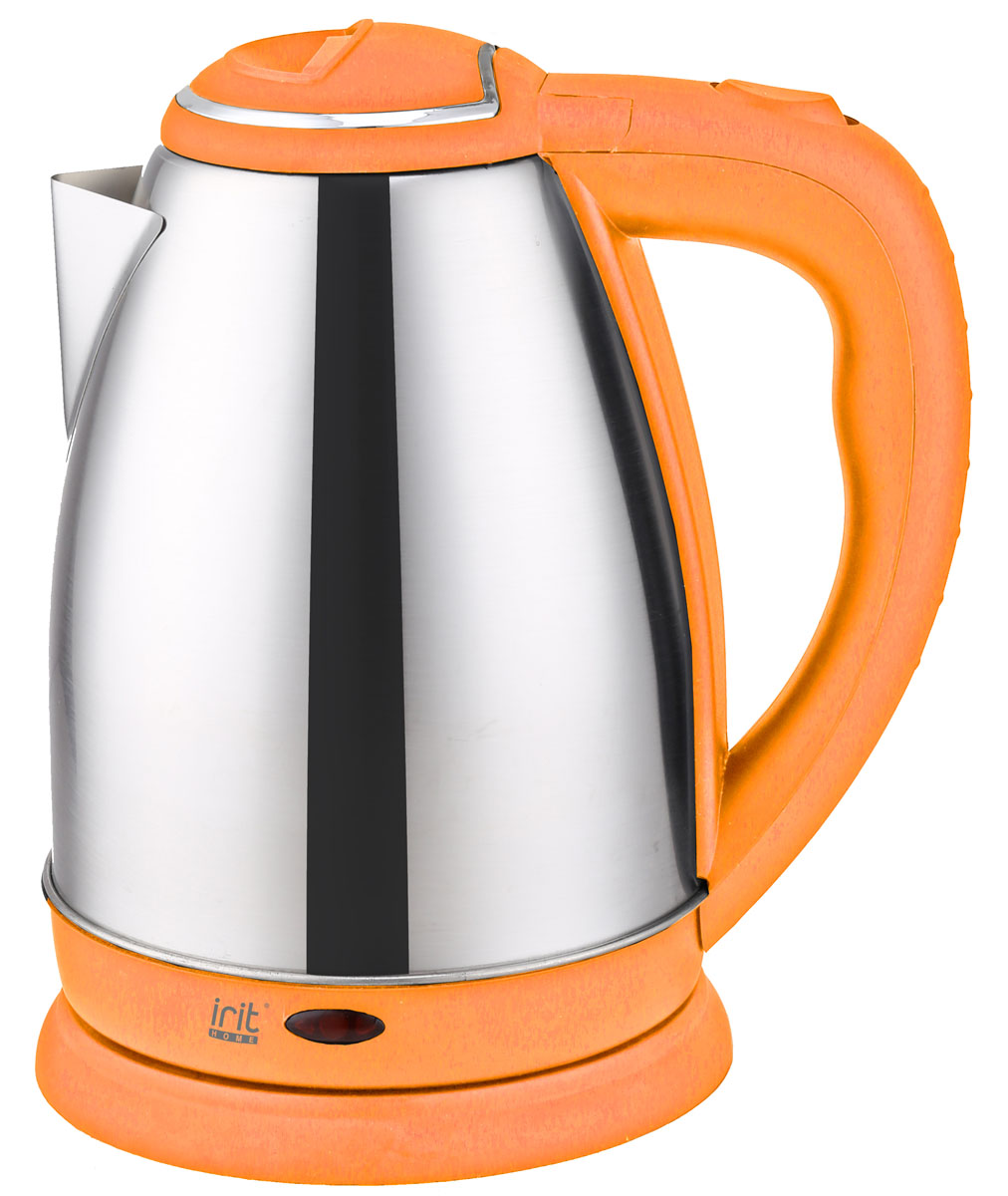 Irit IR-1337, Orange электрический чайникIR-1337_orange Irit IR-1337, Orange электрический чайникIR-1337_orangeЭлектрочайник Irit IR-1337 имеет корпус из нержавеющей стали. Максимальный объем составляет 1,8 л, а мощность 1500 Вт. Среди особенностей данной модели можно выделить закрытый нагревательный элемент, отсек для сетевого шнура, индикацию включения, вращение корпуса на 360 градусов и автоматическое отключение при недостаточном количестве воды.