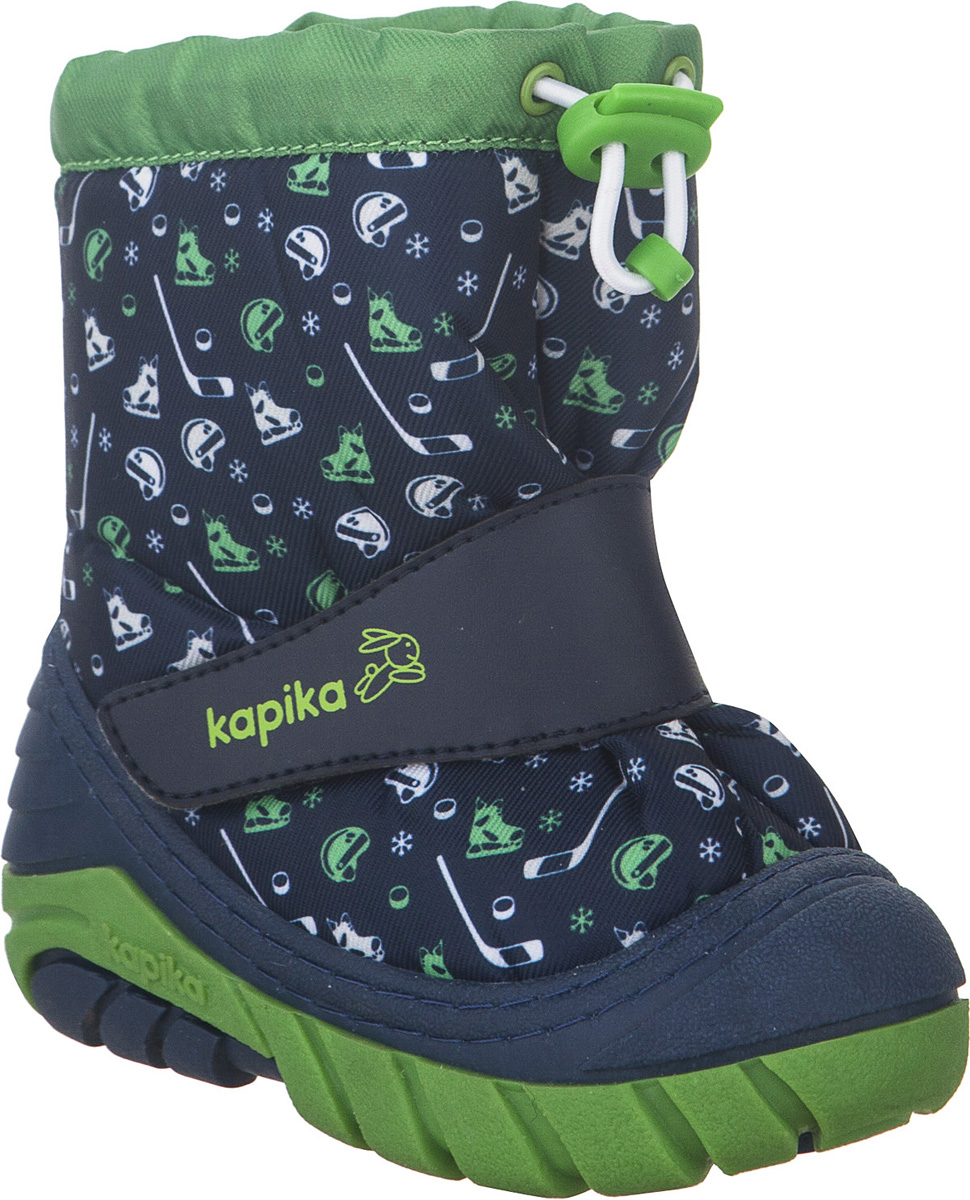 Дутики для мальчика Kapika, цвет: темно-синий, зеленый. 751. Размер 19/20