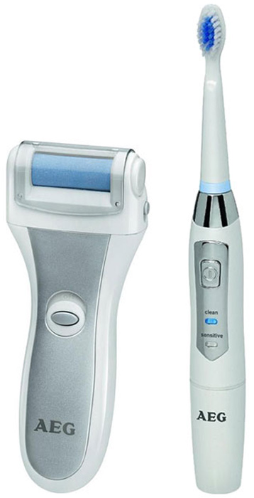 AEG PHE 5642, White Silver Электрическая роликовая пилка+ зубной центр AEG EZS 5663PHE 5642 weis-silber + EZS 5663 wess AEG PHE 5642, White Silver Электрическая роликовая пилка+ зубной центр AEG EZS 5663PHE 5642 weis-silber + EZS 5663 wessAEG PHE 5642 - машинка для педикюра и удаления мозолей в домашних условиях. Специальное покрытие ролика служит для безболезненного удаления ороговевшей кожи и стимулирования роста новой.