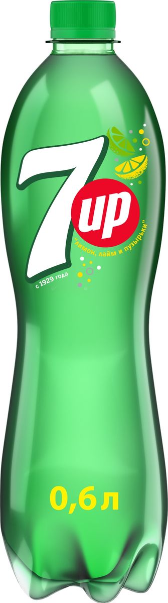 7-UP Лимон-Лайм напиток сильногазированный, 0,6 л340009081/340028804 7-UP Лимон-Лайм напиток сильногазированный, 0,6 л340009081/340028804Прозрачный напиток со вкусом лимона и лайма.Без красителей.Без искусственных ароматизаторов.О бренде:7UP - торговая марка газированного напитка со вкусом лимона и лайма, не содержащего кофеина. В 1934 году напиток стал безалкогольным, перед тем, как он стал безалкогольным, в напиток добавлялась небольшая доза алкоголя.